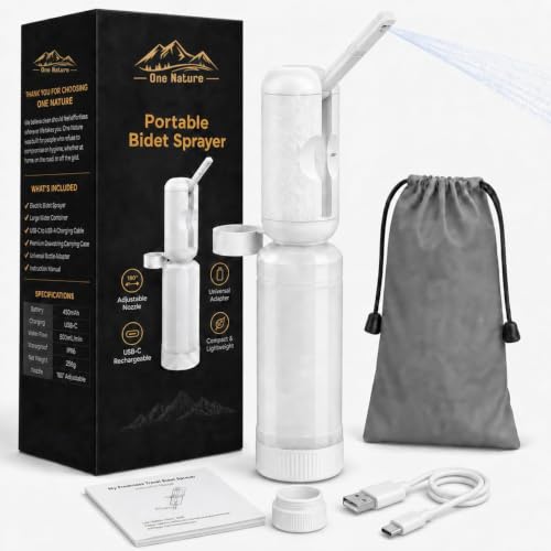 Travel Bidet, Portable Bidet Sprayer ONE NATURE 500mL/m IPX6 Waterproof Electric High Pressure Handheld Bidet Sprayer USB-C Rechargeable for Women Men Baby Bidet Peri Bottle Postpartum Clean - color: Grey