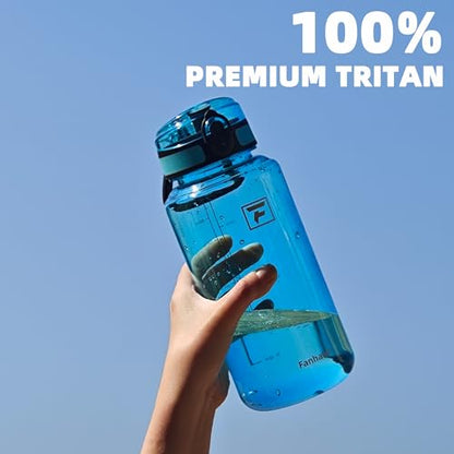 Fanhaw 32 Oz Clear Tritan Water Bottle (6 Pack), BPA-Free & Leak-Proof, Wide Mouth with Anti-dust Chug Lid, Reusable Plastic Bottle for Gym, Travel, School & Office (Clear&White) - color: Clear&White, size: 32 Ounces (Pack of 6)