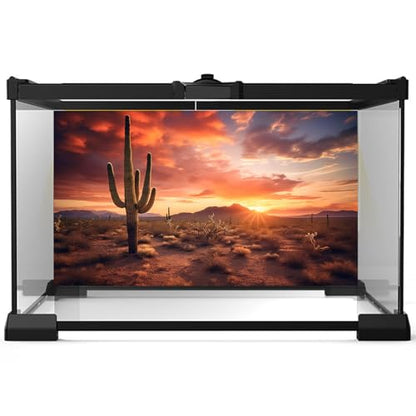 Reptile Tank Backdrop Sunset Desert Terrarium Background Saguaro Cacti Silhouetted Against Sunset Sky Rugged Terrain Vibrant Desert Colors Jungle Landscape Tank Backdrop 48x24in - color: Cacti Green, size: 48(W)x24(H)inches/ 120(W)*60cm(H)
