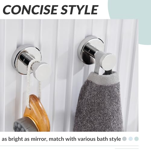 APLusee Polished Chrome Bathroom Towel Hooks 2 Pack, 304 Stainless Steel Round Robe Hooks for Bathroom Kitchen Garage, Heavy Duty Wall Mounted Towel Hanger - color: Polished Chrome, size: 2 Pack