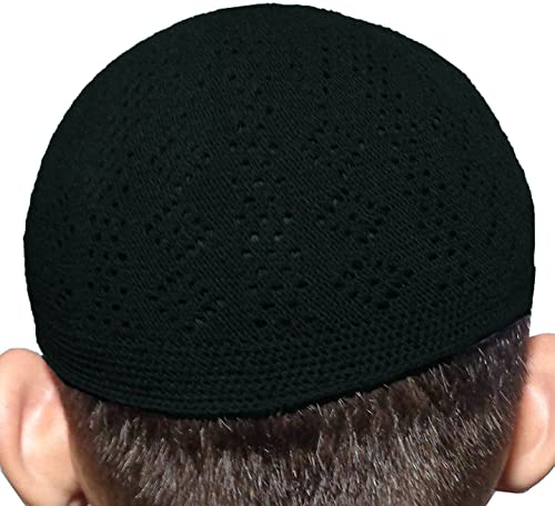 bonballoon Wholesale Kufi Lot of 3 Pcs Colors Muslim Koofi Kofi Hat Topi Cotton Turkish Skull Cap Islamic Muslim Islam Prayer Takke Knit Style Helmet Liner Hats Caps for Men, One Size