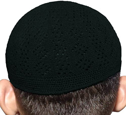 bonballoon Wholesale Kufi Lot of 3 Pcs Colors Muslim Koofi Kofi Hat Topi Cotton Turkish Skull Cap Islamic Muslim Islam Prayer Takke Knit Style Helmet Liner Hats Caps for Men, One Size