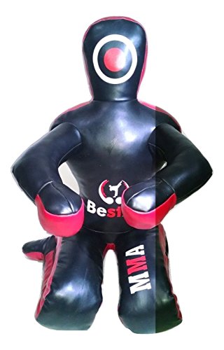 Bestzo MMA Jiu Jitsu Judo Grappling Dummy Synthetic Leather Black Sitting Position -Unfilled - size: 70 inches (6 ft)