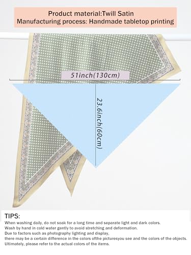 Triangle Shawls Scarf Head Hair Neck For Women Scarves Fashion Silk Feeling Lady Lightweight 51 * 23.6inch - color: K22-green Background With White Dots（51*23.6inch）