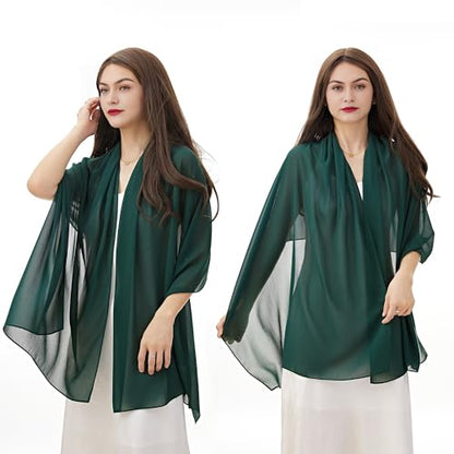 YOUR SMILE for Women Lightweight Breathable Solid Color Soft Chiffon Long Fashion Scarves Sun-proof Shawls Wrap - color: Blackish Green