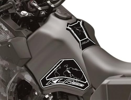 KLR650 Tank PAD Front Side Tank Pad Fuel Stickers Compatible with Klr650 2022-2025 3D Gel Tank Fuel Gip Decal KLR650 Sticker Pad(Black) - color: 1441-1 Black