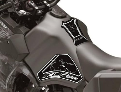 KLR650 Tank PAD Front Side Tank Pad Fuel Stickers Compatible with Klr650 2022-2025 3D Gel Tank Fuel Gip Decal KLR650 Sticker Pad(Black) - color: 1441-1 Black