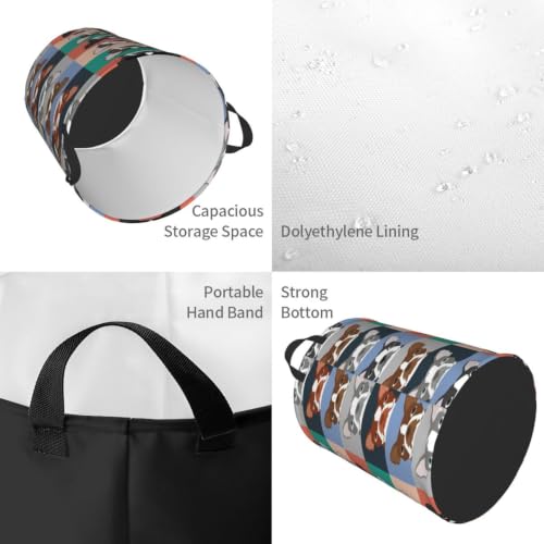 Boston Terrier Dog Round Waterproof Oxford Cloth Laundry Basket Multi-Purpose Storage Basket Toys Books Clothes Storage Basket - color: Black 9