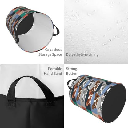 Boston Terrier Dog Round Waterproof Oxford Cloth Laundry Basket Multi-Purpose Storage Basket Toys Books Clothes Storage Basket - color: Black 9