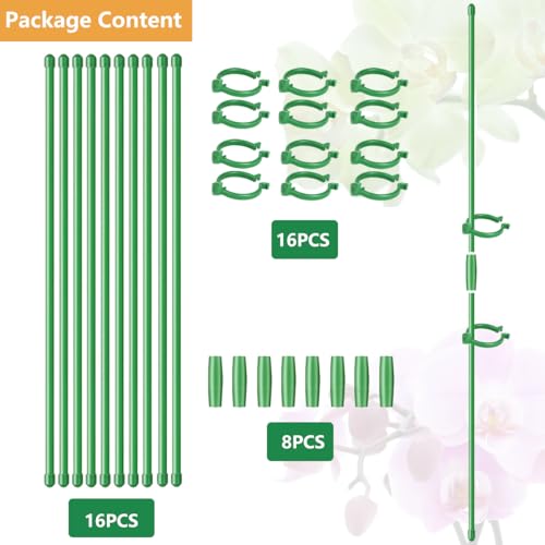 Belit 8 Pack Small Plant Support Plant Stakes, Adjustable Garden Single Stem Support Stake, Planter Support Ring for Orchid, Rose, Peony, Peppers and More, DIY 31.5 inch - size: 31.5Inch