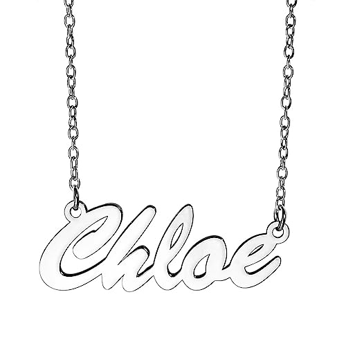 PicturesOnGold.com Custom Name Necklace For Women Personalized Name Necklace in Sterling Silver or Gold Necklace Personalized with any Name or Word - color: Sterling Silver Script