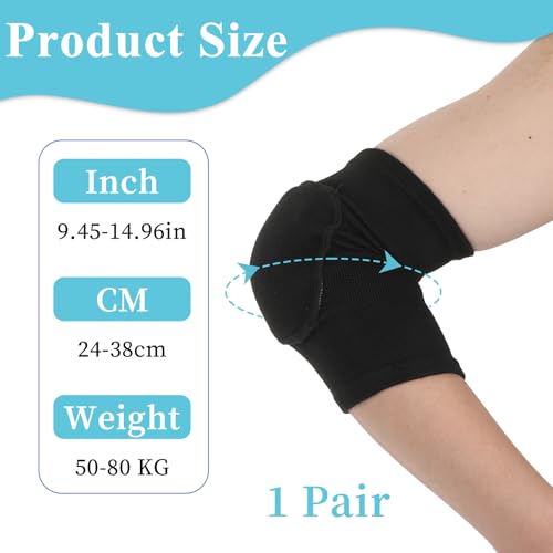 1 Pair Elbow Pads, Volleyball Brace Pad Elbow Protector Breathable Anti-Collision Sponge Arm Brace Pads Fitness Basketball Tennis Golfers Knee Support Band for Men and Women(Black)