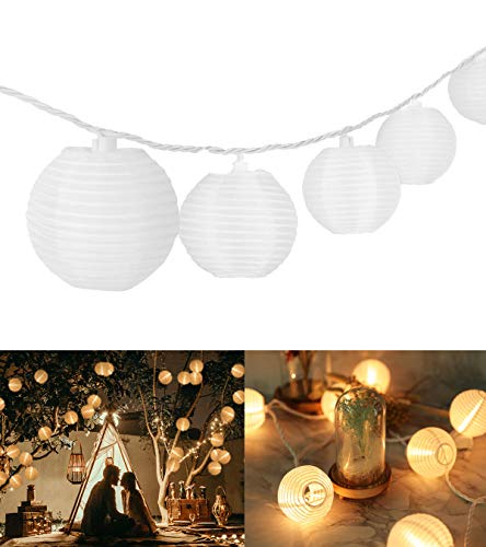 TIGOMOOV Mini Lantern Lights String Outdoor, 3 Inch Globe Lantern String Lights for Bedroom -20CT Connectable White Lights for Wedding Decorations, Patio,Porch,Window Decor - color: 20CT White Mini Lantern