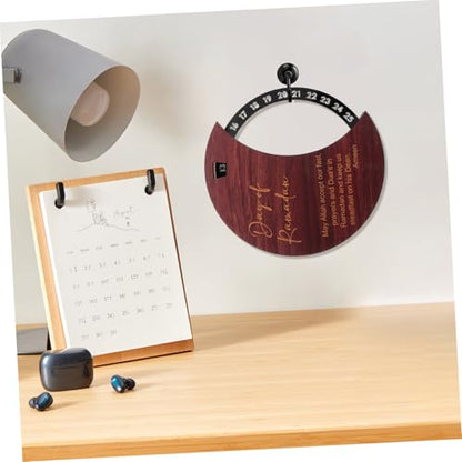 Alipis Wooden Ramadan Countdown Calendar Rotatable Calendar Eid Mubarak Decoration Holiday Countdown Decorative for Home Decor