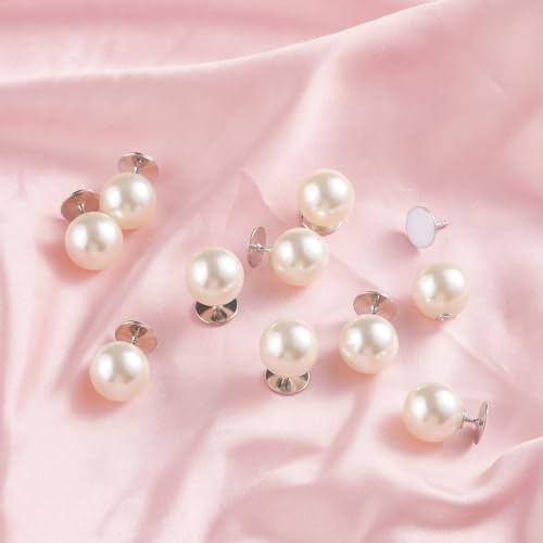 ZLMCUJE 10 Sets Big 14mm No Sew Pearl Buttons Brooch Fixed pins Removable Reusable for Coat Cardigan and Other DIY Craft - size: 14mm/0.55inch