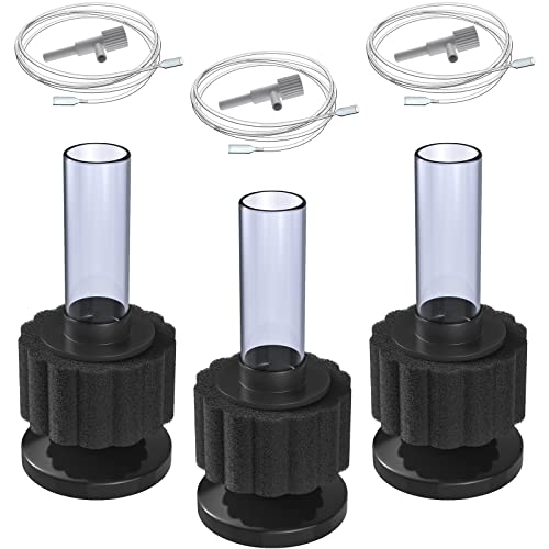 Pawfly Aquarium Nano Bio Sponge Filter Quiet Betta Fry Shrimp Foam Filter Kit with Airline Tubing for Small Fish Tank up to 3 Gallon, 3 Pack