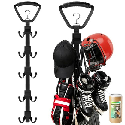 Hockey Equipment Drying Rack | 5 Adjustable Hooks, Space-Saving Wall-Mounted Equipment for Skates, Gloves, Pads, Helmet, Jersey
