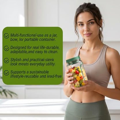 2025 New Side-Opening Salad Jar - Leakproof Mason Jar Container, Dishwasher Safe, All-in-One Meal Prep Solution for Fresh Lunches On-the-Go(2PC) - color: 2PC