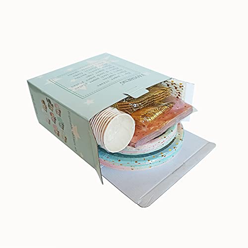 200PCS Rainbow Pastel Party Supplies Set-Disposable Paper Dinnerware Serves 25, Pastel Paper Plates Napkins Cups&Gold Plastic Silverware Sets for Wedding Birthday Baby Shower Holiday Parties(Colorful) - color: Colorful