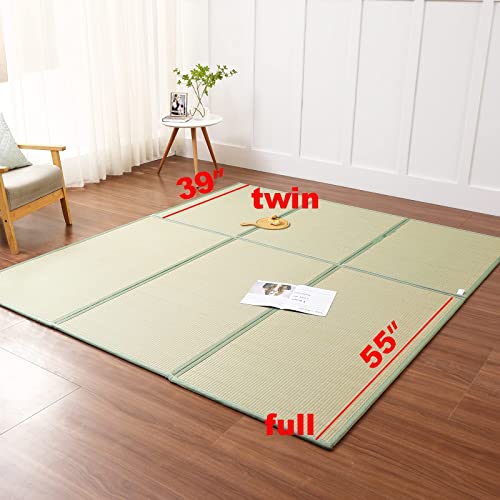 Natural Igusa Rush Grass Floor Tatami Mat,Twin, 79" x 39" x 0.5" | Japanese Portable Folding Firm Traditional Bed Mattress, Foldable Pad Futon,for Sleeping,Sitting,Yoga,Relaxing,Zen - size: Twin
