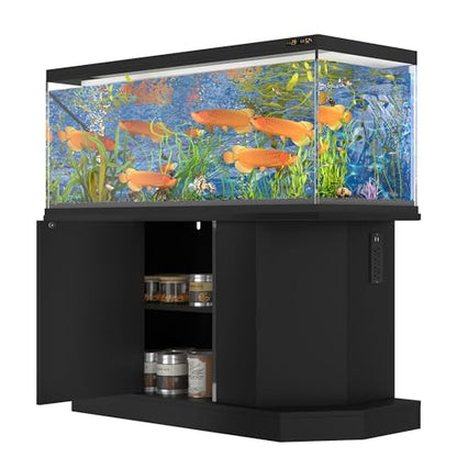 55-75 Gallon Fish Tank Stand with Power Outlets, 880LBS Capacity Heavy Duty Aquarium Stand with Cabinet Storage for Fish Tank, Turtle Tank, Reptile Terrarium (Black, 55-75 Gallon)