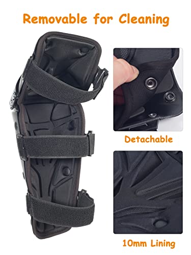 RIDBIKER Motorcycle Knee Shin Guards for Men, Bendable MTB Knee Pads | Long leg coverage with crash-proof protection. Flexible bendable design. Adjustable straps. Knee Protection for motocross - color: Black/Regular