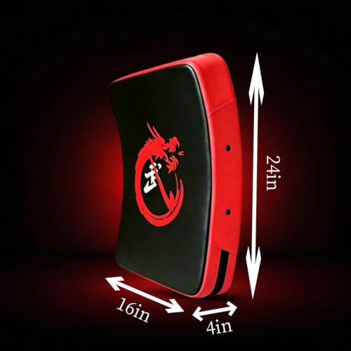 Muay Thai Kick Pad, 1 Pad Only, 24In & 15In Strike Shield, Kickboxing Boxing Training Target Pad for Martial Arts, Single Pad Only - color: Red 2, size: 24" x 16" (Large)