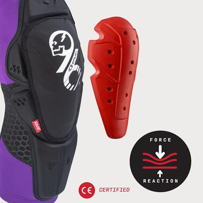 EVS SLAYCO96 AXELL Hodges, Moto Knee/Shin Guard, Reactive Memory Foam | CE Level 3 knee protection with RMF impact foam, breathable Hexprene compression fit, floating sleeve, bio-foam shin coverage - color: Purple, size: XX-Large