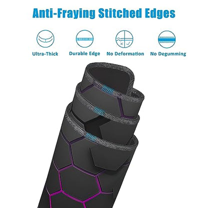 Grid with Purple Light Large Gaming Mouse Pad,Waterproof Desk Mat for Desktop,Non-Slip Rubber Base Mousepad with Stitched Edges for Laptop Office and Home 35.4X15.7 Inch - color: Grid With Purple Light
