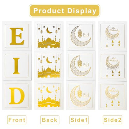 Eid Mubarak Decoration for Home 2026 - 89 White Gold Balloon Arch with Eid Mubarak Star Balloons,Star Moon Balloon Boxes,Ramadan Party Supplies Decorations for Ramadan Festival