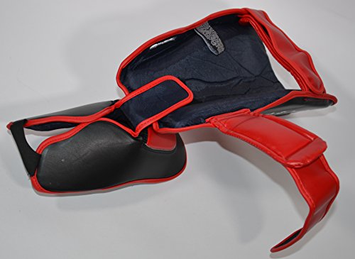 Deluxe Muay Thai Pro-Style Shin Instep for Muay Thai, MMA, Kickboxing, Stand up - color: Red, size: Medium
