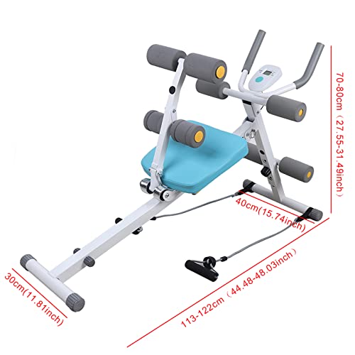 TFCFL Core Ab Trainer Bench Abdominal Stomach Exerciser Workout Gym Fitness Machine Ab Machine Abdominal Cruncher Core Workout Sit Up Bench Side Shaper LED Foldable Exercise Roller Wheels