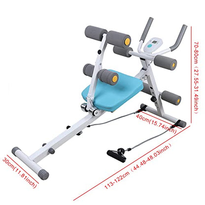 TFCFL Core Ab Trainer Bench Abdominal Stomach Exerciser Workout Gym Fitness Machine Ab Machine Abdominal Cruncher Core Workout Sit Up Bench Side Shaper LED Foldable Exercise Roller Wheels