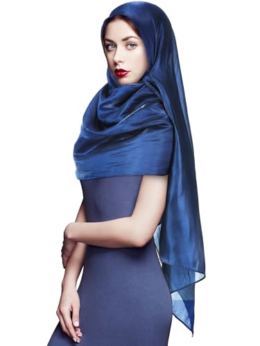 Geyoga 여성용 스카프 숄 및 랩 이브닝 드레스 패션 스카프 웨딩 신부 들러리 선물 - color: 다크 블루