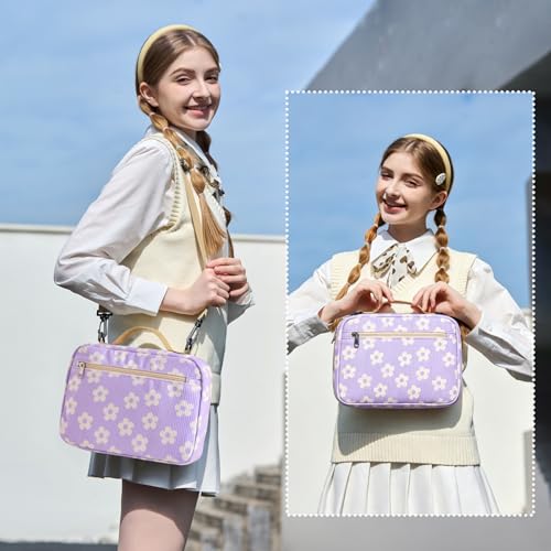 Bible Cover Case for Women Large Bible Cover for Girls Bible Study Supplies Accessories with Handle and Shoulder Strap | Durable - color: Flower-purple