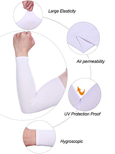 Mudder 9 Pairs Unisex UV Protection Sleeves Arm Cooling Sleeves Ice Silk Arm Sleeves Arm Cover Sleeves - color: White
