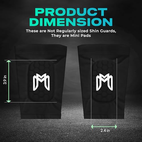 MediCaptain Mini Shin Guards Soccer – Built in Shin Pad Sleeves for Mens, Women, Teens - Small Shin Guards - Lightweight, Breathable Shin Defender Leg Protection - color: Black, size: Mini (3.9 x 2.4 in)
