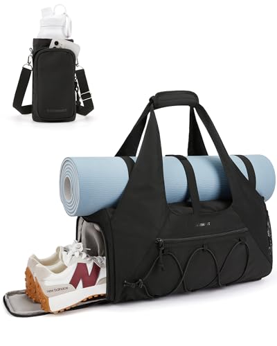 BAGSMART Gym Bag for Women, Lightweight Duffel with Shoe Compartment, Tote Bag with Wet Pocket for Yoga Travel, Black - color: Charcoal