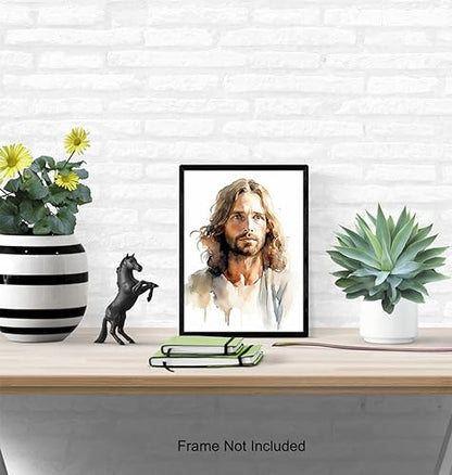 Jesus Christ Christian Wall Decor - Jesus Poster, Picture, Painting - Religious Wall Art - inspiring Christian Gifts for Women, Men - Spirituality Inspiration, Prayer, Psalms, Blessing Art Print