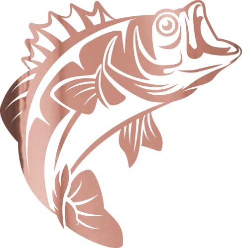 Bass Fishing Fish (Rose Gold) (Set Of 2) Premium Waterproof Vinyl Decal Stickers For Laptop Phone Accessory Helmet Car Window Bumper Mug Tuber Cup Door Wall Decoration - color: Rose Gold, size: 5.6 inches x 5.8 inches