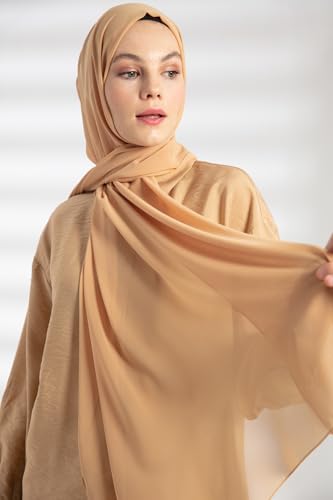 Chiffon Hijab Scarf For Women - Made in Turkiye - color: Camel
