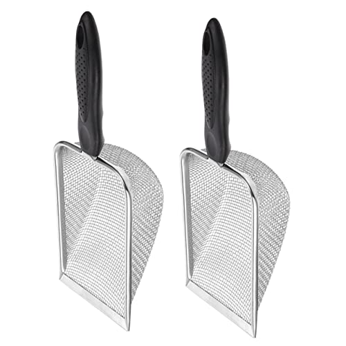 WOONEKY 2pcs Reusable Stainless Steel Reptile Litter Shovels with Fine Mesh Design for Cleaning of Terrarium Substrate for Turtles Lizards and Snakes