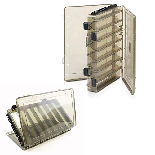 Fishing Tackle Box Set – 2-Pack Double-Sided Reversible Lure Organizer (Black,14-Slotx2) - color: Black,14-Slotx2