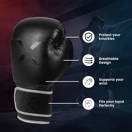 Professional Boxing Gloves Men Women – Pro Training Sparring Gloves, Heavy Bag, MMA Kickboxing Muay Thai Gloves – Hook & Loop with Wrist Support - color: Full Black, size: 8oz