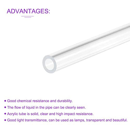 DMiotech 4pcs 3/16" x 5/16" x 12" Clear Acrylic Pipe Rigid Plastic Tubing for Aquarium Water Pipe, Water Cooling System, Plumbing - size: 3/16" x 5/16"