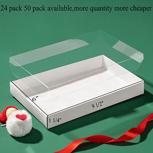 RomanticBaking 50 Pack Small Cookies Boxes with Window 9 1/2" x 6" x 1 1/4" Pastry Bakery Boxes for Macaron,Cakesicle,ricek rispy treats, Browine - color: White