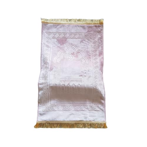 Thick Prayer Mat 3.15 in – Extra Soft Kneeling Cushion for Worship & Meditation, Non-Slip Velvet Mat for Home Mosque Church Use, Comfortable Foldable Prayer Rug for Adults (Pink) - color: Pink