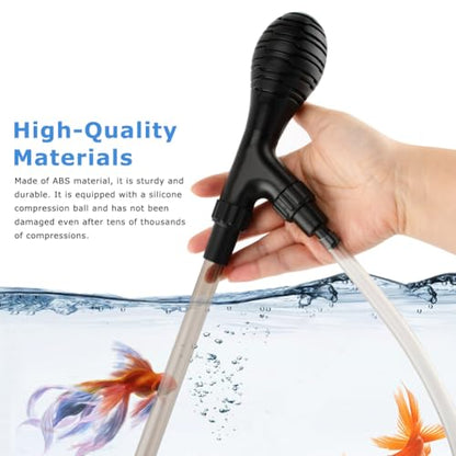 27inch Aquarium Siphon Vacuum Cleaner for Fish Tank Cleaning Gravel & Sand | 80GPH Powerful Fish Tank Vacuum Gravels Cleaning Kit, for Water Changer, Sand Cleaner, Dirt Removal