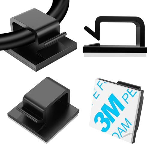 120 PCS Cable Clips, Adhesive Cord Clips for Wires on Wall, Strong Wire Clips Holders Cord Organizer for Cable Management, Christmas Lights, USB, Phone Charger, Cat 6, Car Dash Cam (Large, Black) - color: Black, size: Large_120p
