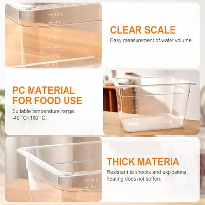 HOMENOTE Sous Vide Container 12 Quart with Lid, Rack, Sleeve and Cookbook | BPA-free complete kit includes rack, insulated sleeve and recipe booklet; compatible with Anova and most sous vide cookers. - color: Sous Vide Container-with Rack & Sleeve